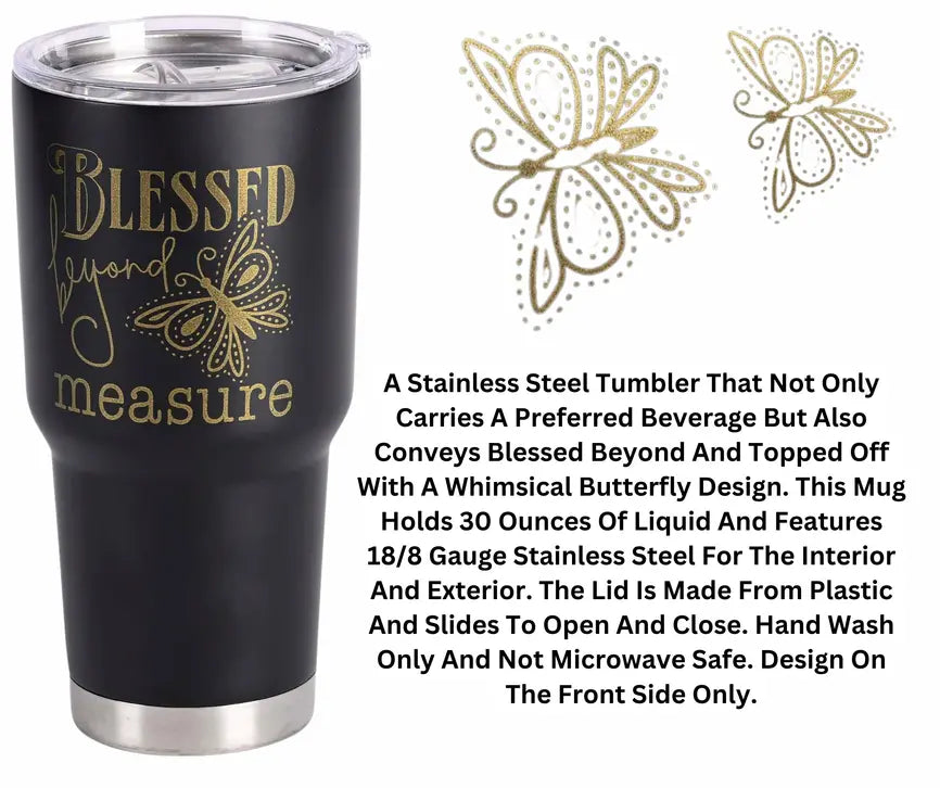 Tumbler Blessed Beyond Black 30 Oz Dicksons Inc