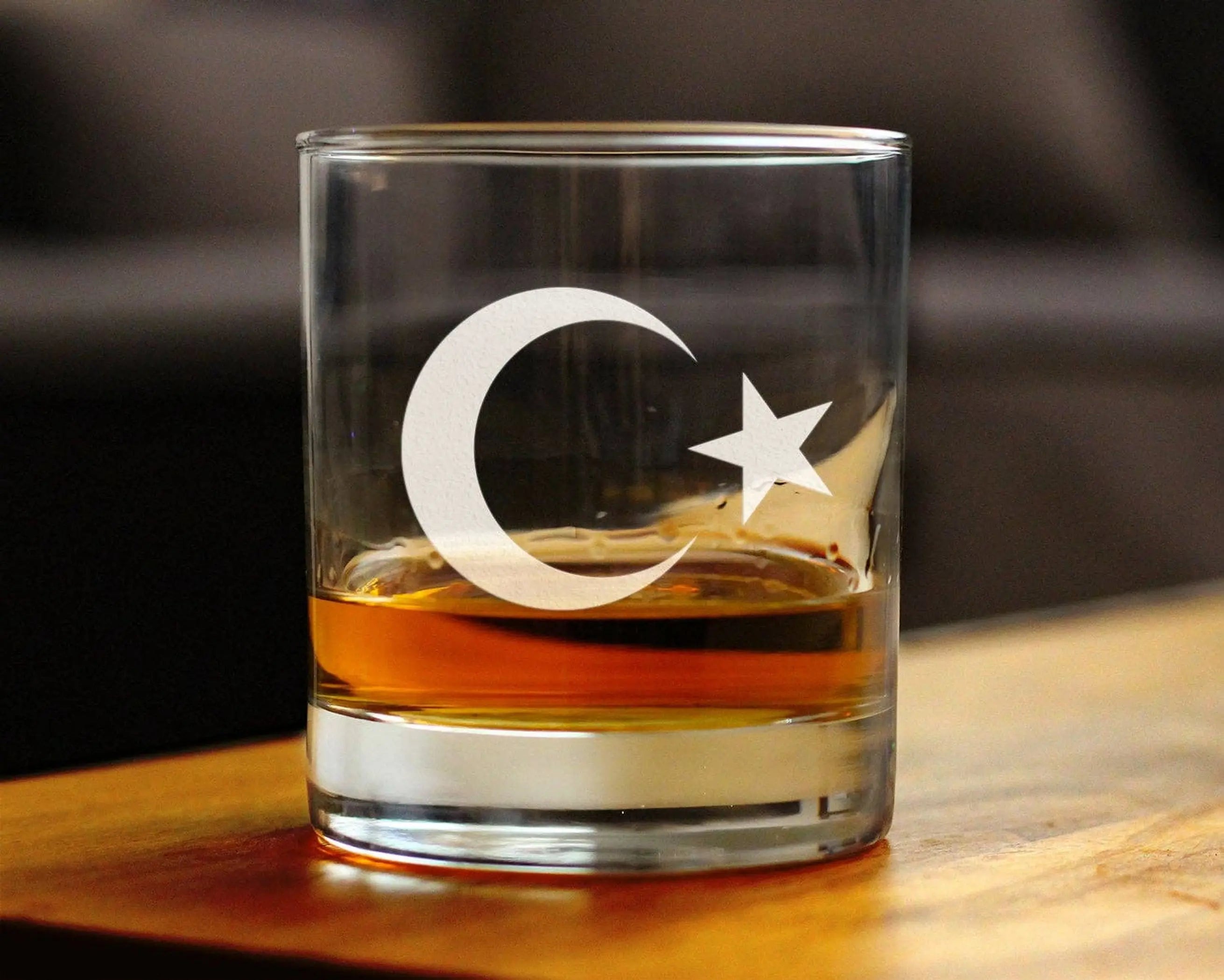 Turkey Flag Whiskey Rocks Glass - Turkish Gifts and Decor Bevvee