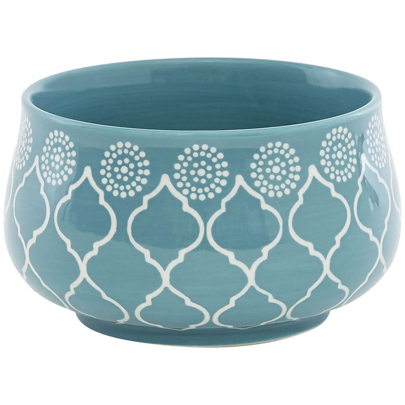 Turquoise Sixteen Piece Round Trellis Ceramic Service For Four Dinnerware Set Homeroots Kitchen & Dining