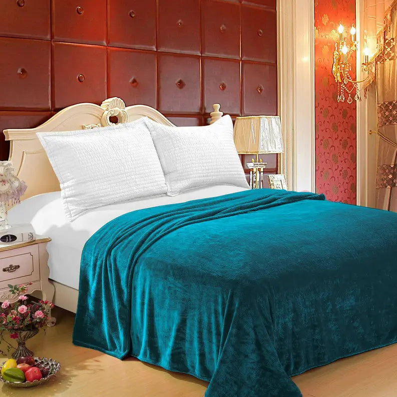 Turquoise Soft Plush Warm Cozy Bed Throw Flannel Blanket Home Mart Goods