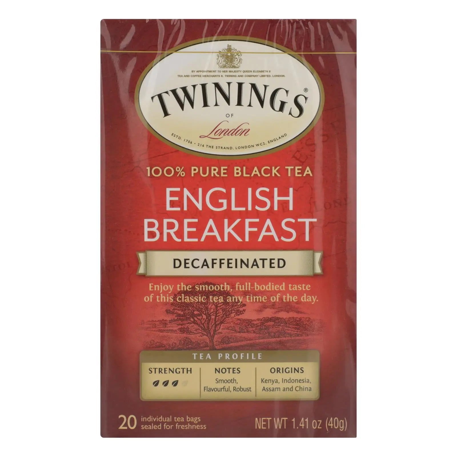 Twinings Tea Breakfast Tea - English Decaffeinated - Case Of 6 - 20 Bags Twinings Tea