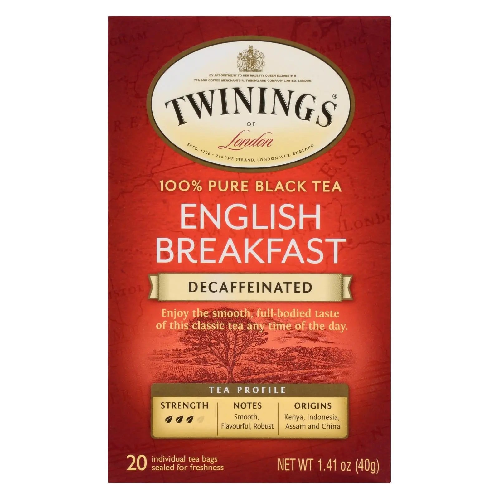 Twinings Tea Breakfast Tea - English Decaffeinated - Case Of 6 - 20 Bags Twinings Tea