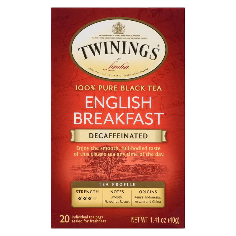Twinings Tea Breakfast Tea - English Decaffeinated - Case Of 6 - 20 Bags Twinings Tea