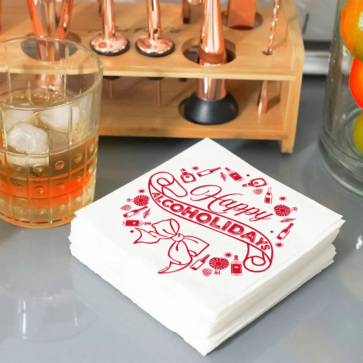 Twisted Wares Happy Alcoholidays Napkins - GreatEagleInc