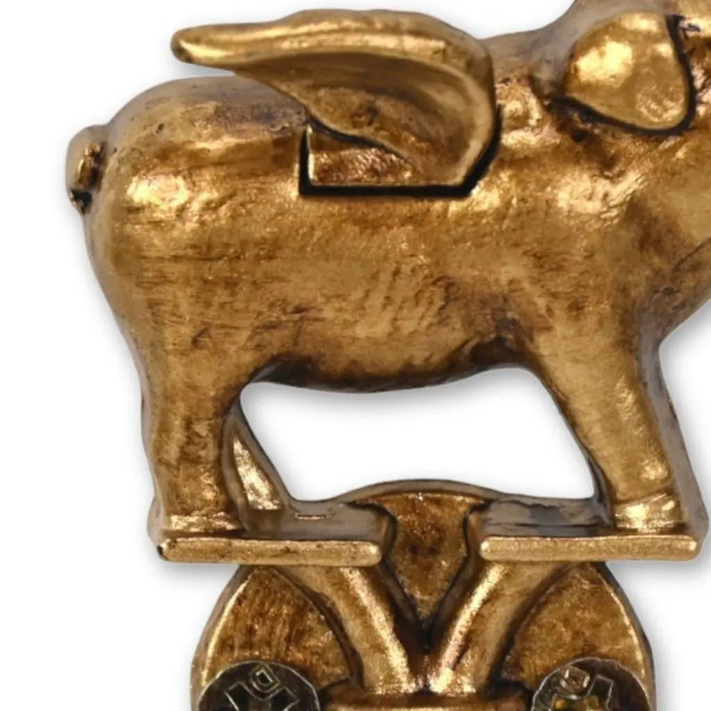 Two Hook 2" Antiqued Gold Cast Iron Pig Wall Hooks Homeroots Organization