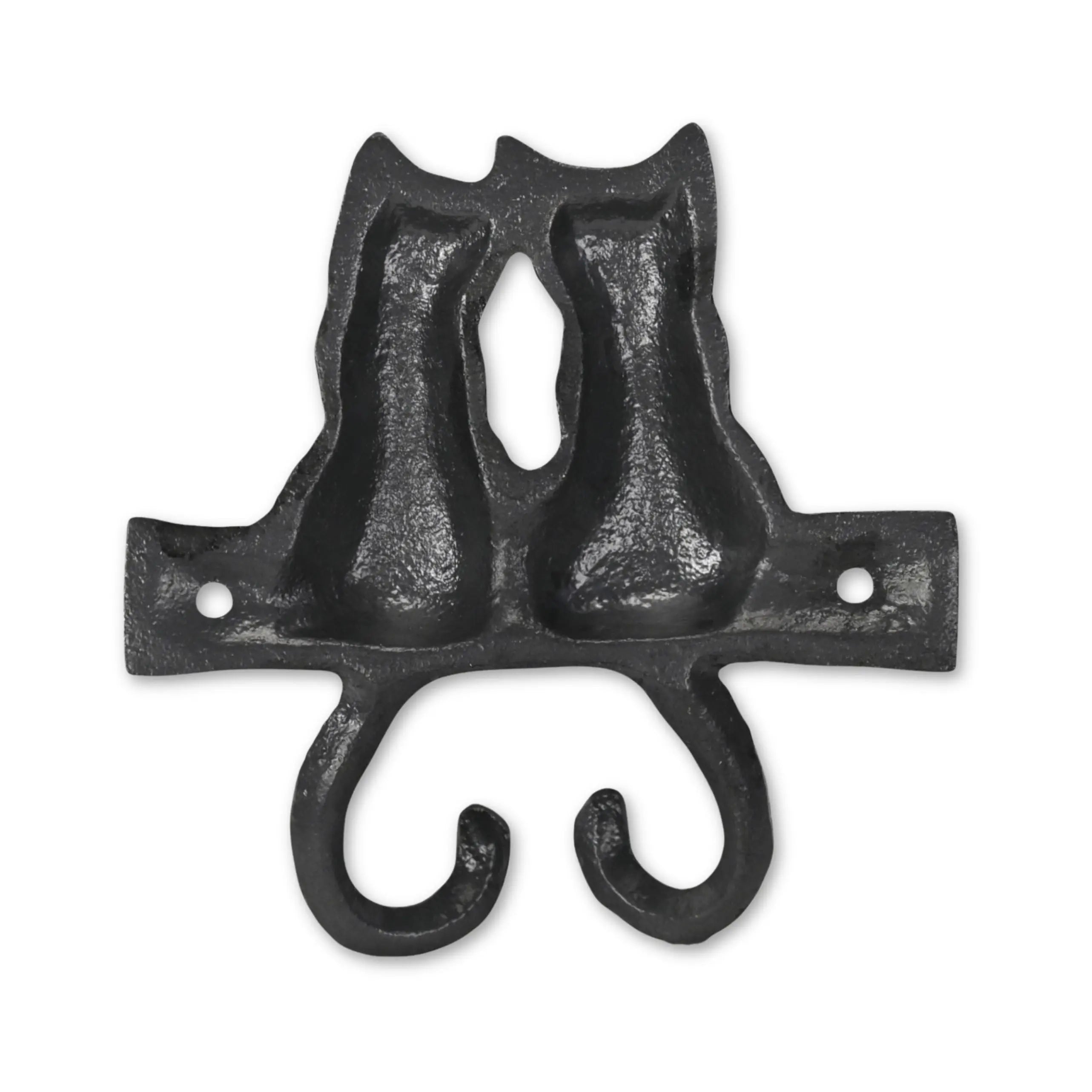 Two Hook 5" Black Cast Iron Cats Wall Hook Homeroots Organization