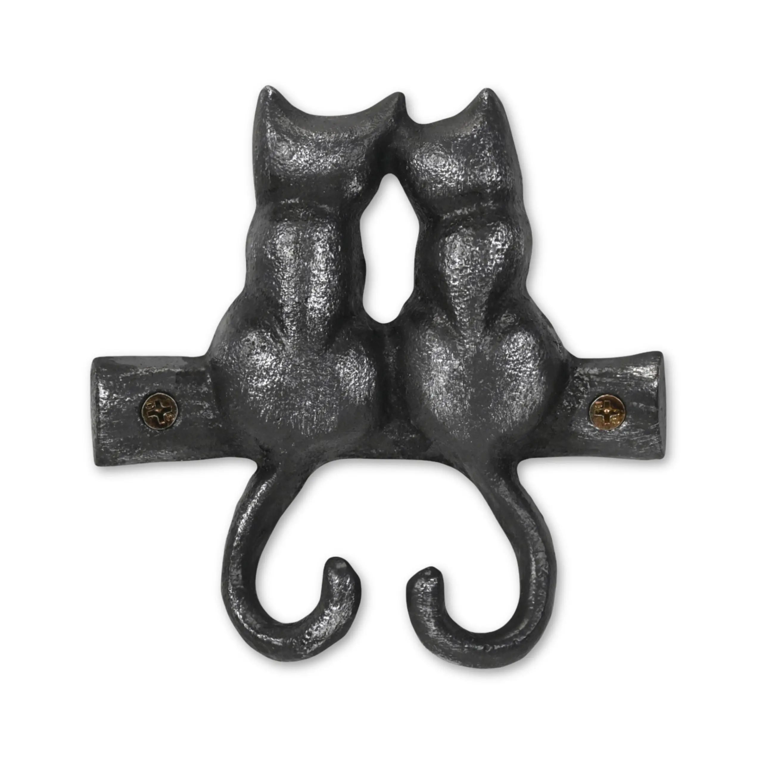 Two Hook 5" Black Cast Iron Cats Wall Hook Homeroots Organization