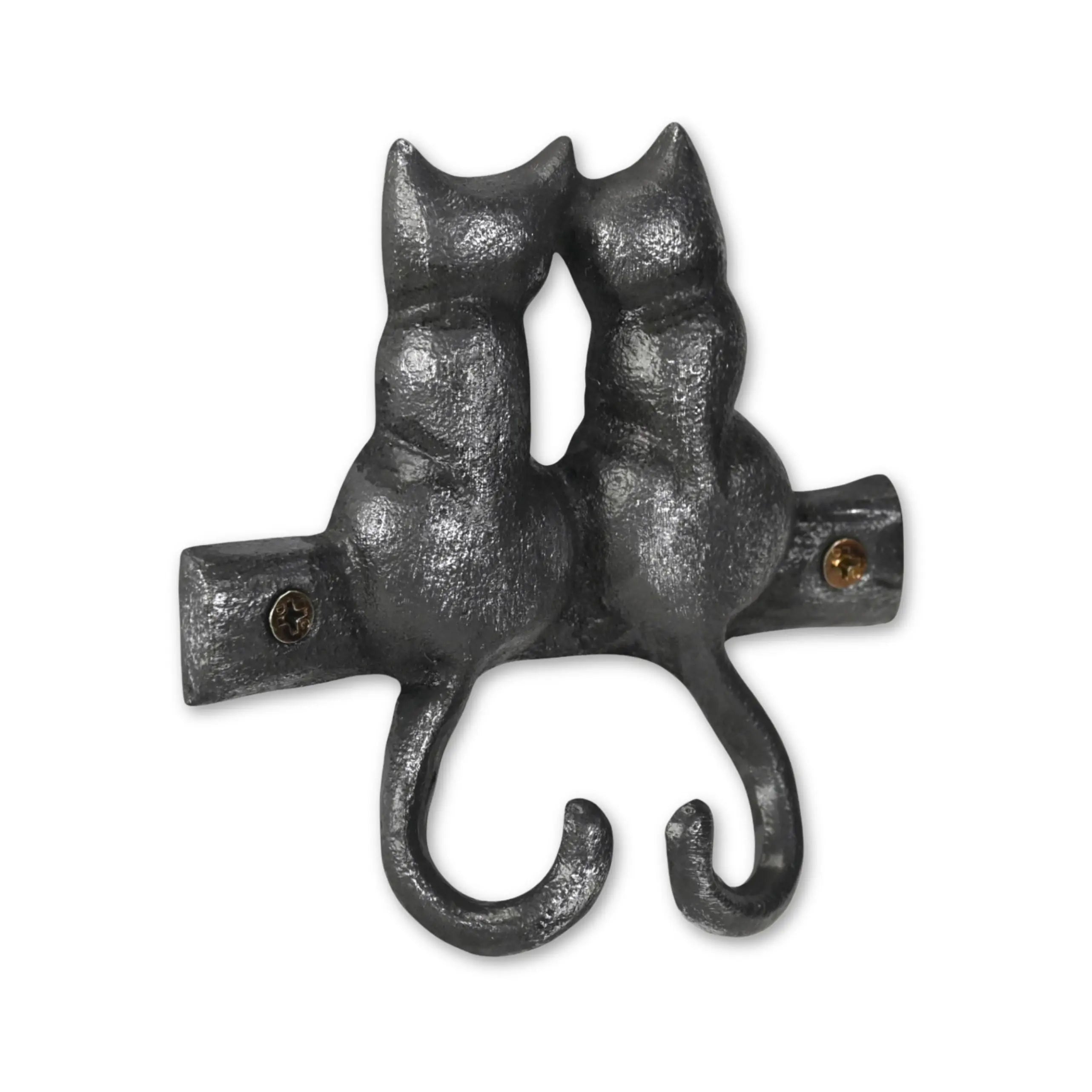Two Hook 5" Black Cast Iron Cats Wall Hook Homeroots Organization