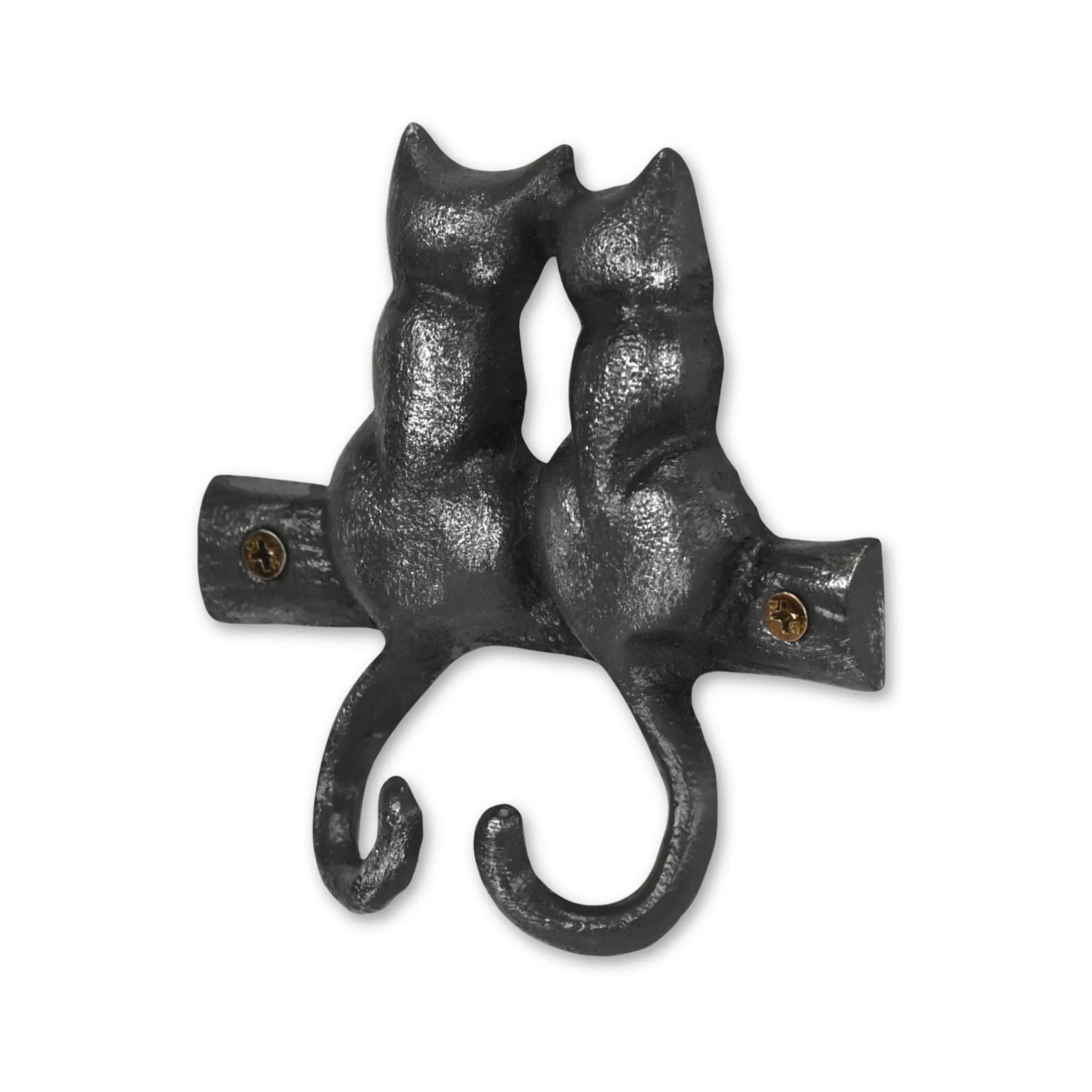 Two Hook 5" Black Cast Iron Cats Wall Hook Homeroots Organization