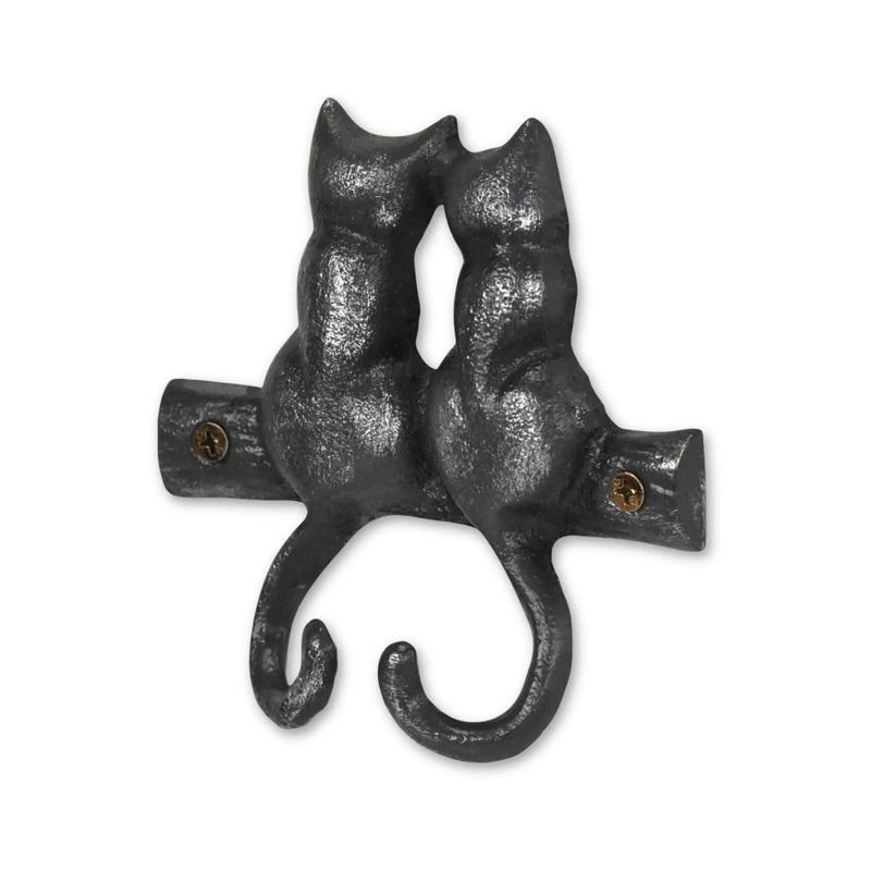 Two Hook 5" Black Cast Iron Cats Wall Hook Homeroots Organization