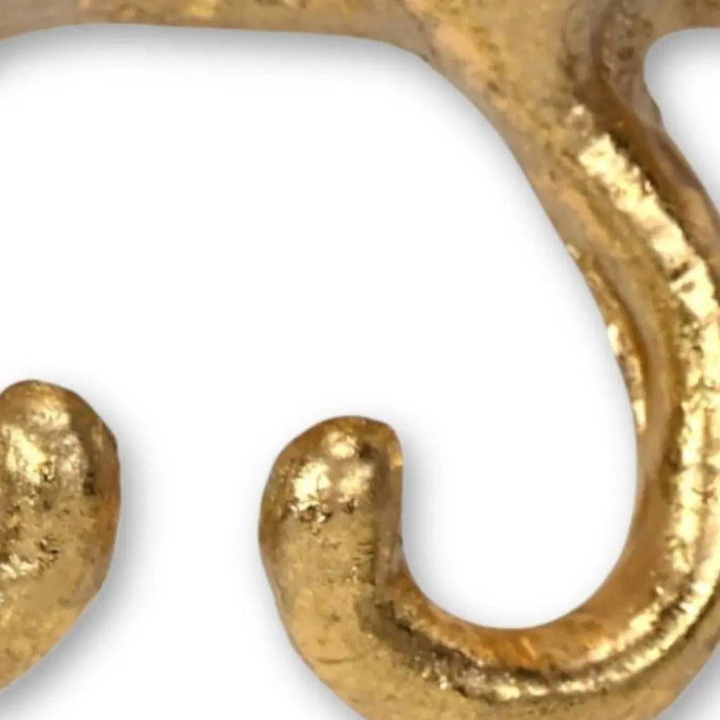Two Hook 5" Gold Cast Iron Cats Wall Hooks Homeroots Organization