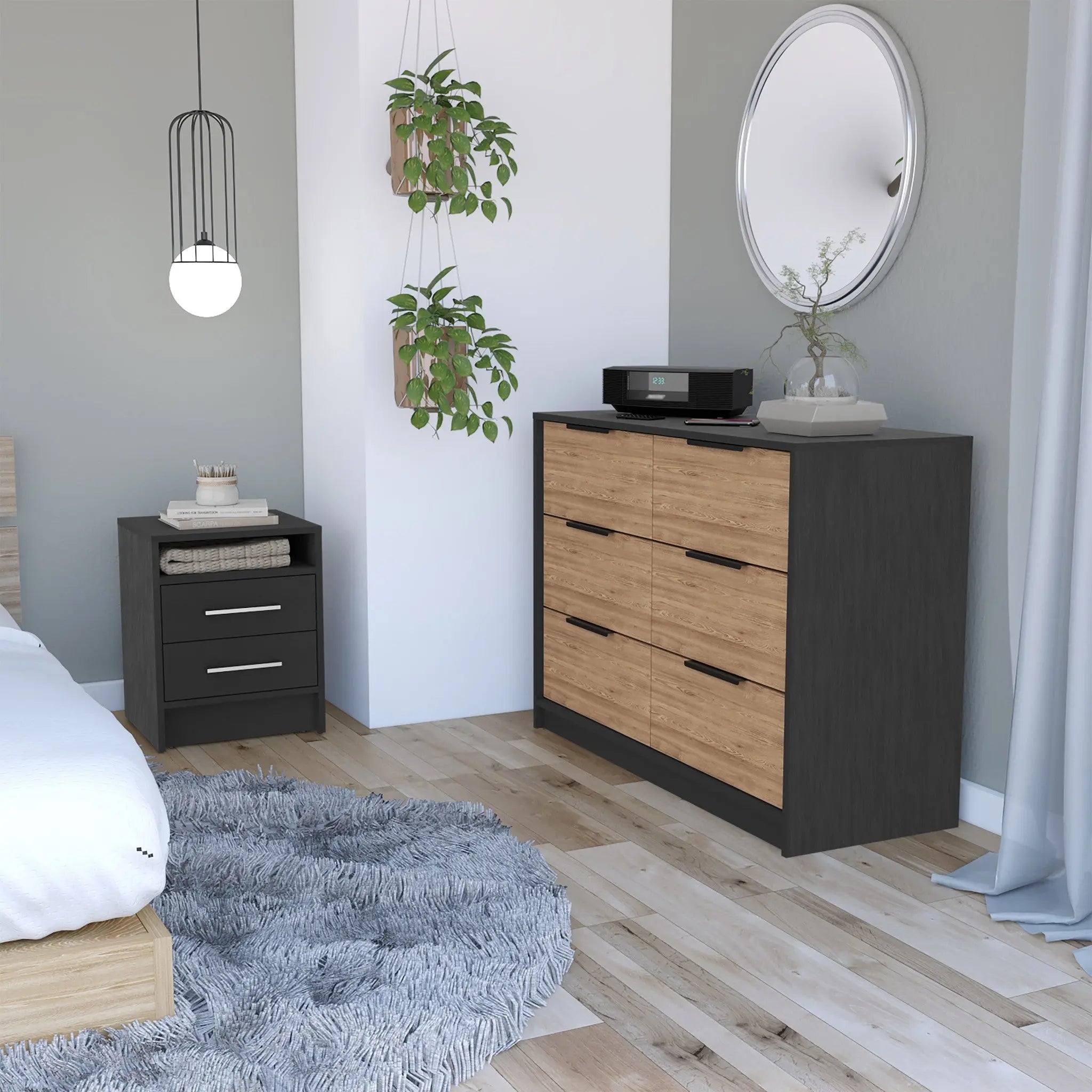 Two Piece Black and Gray Bedroom Set Homeroots Bed & Bath