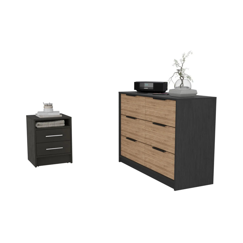Two Piece Black and Gray Bedroom Set Homeroots Bed & Bath