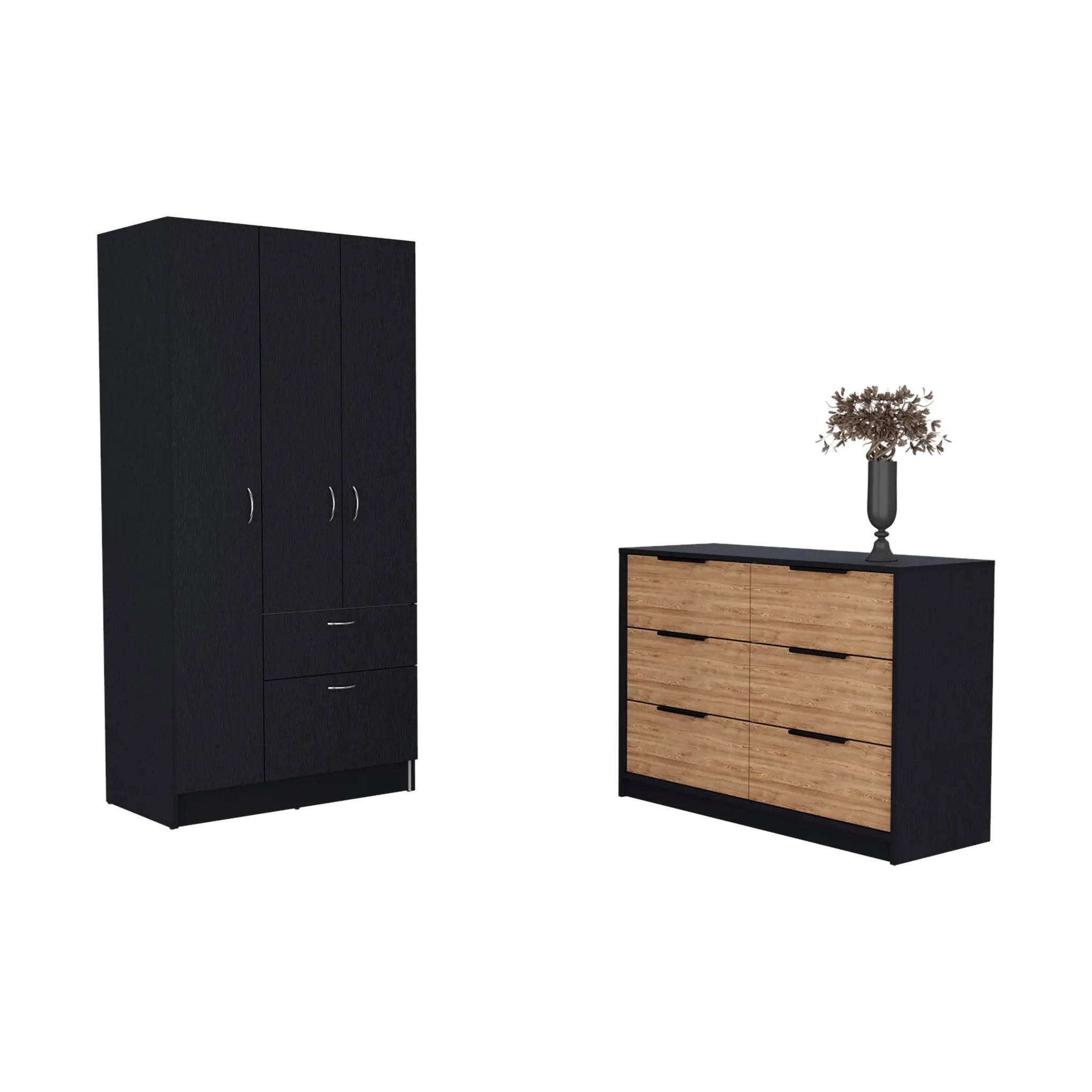 Two Piece Brown and Black Bedroom Set Homeroots Bed & Bath