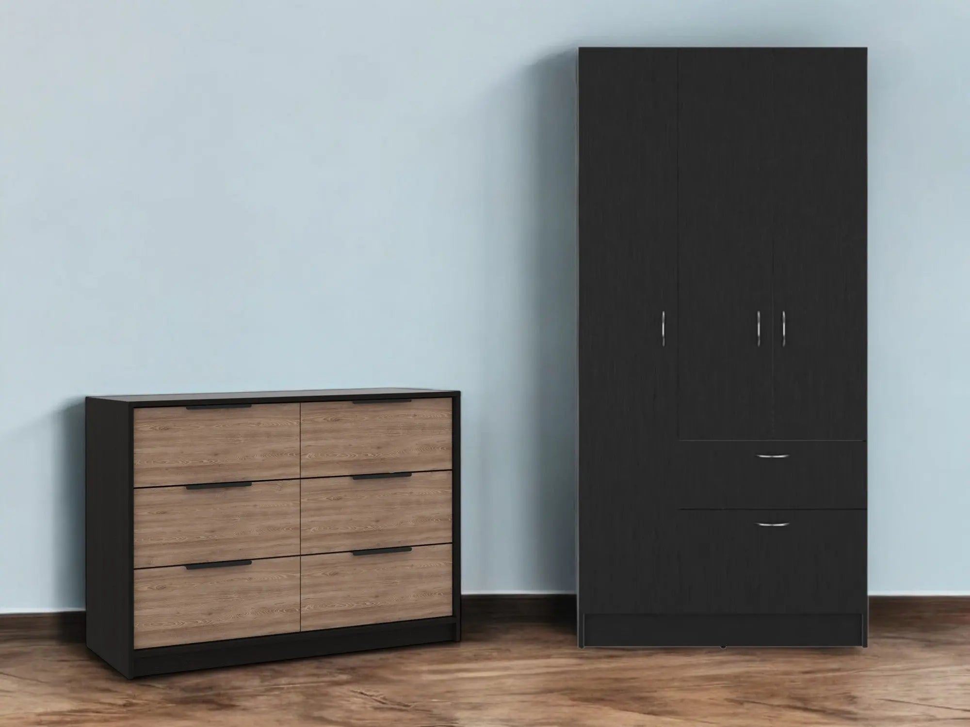 Two Piece Brown and Black Bedroom Set Homeroots Bed & Bath