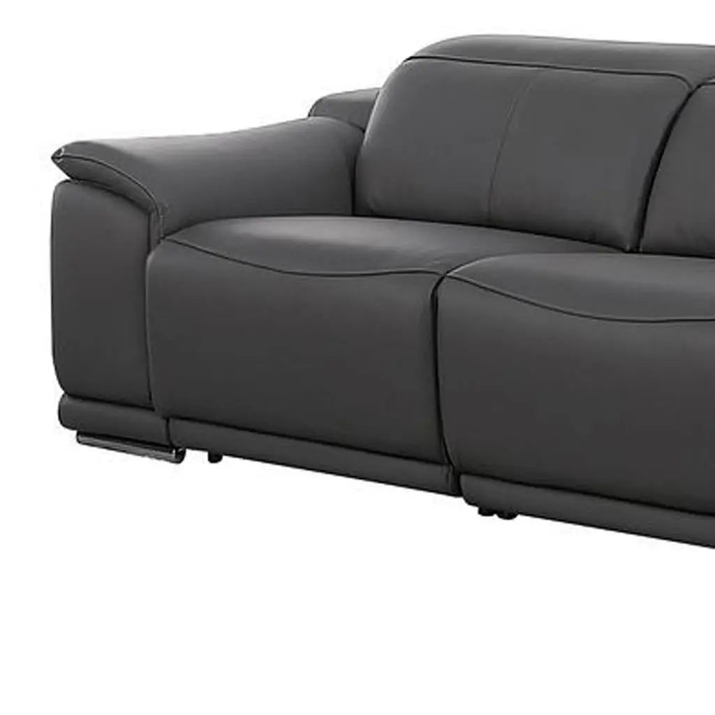 Two Piece Dark Gray Genuine Leather Five Person Seating Set Homeroots Living Room