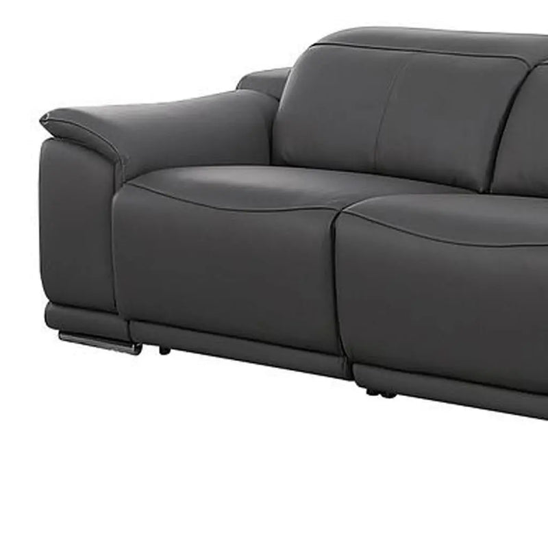 Two Piece Dark Gray Genuine Leather Five Person Seating Set Homeroots Living Room