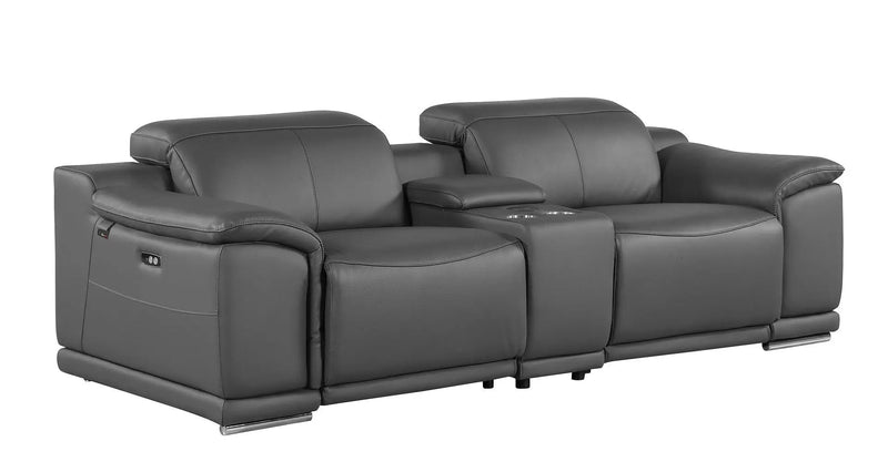 Two Piece Dark Gray Genuine Leather Five Person Seating Set Homeroots Living Room