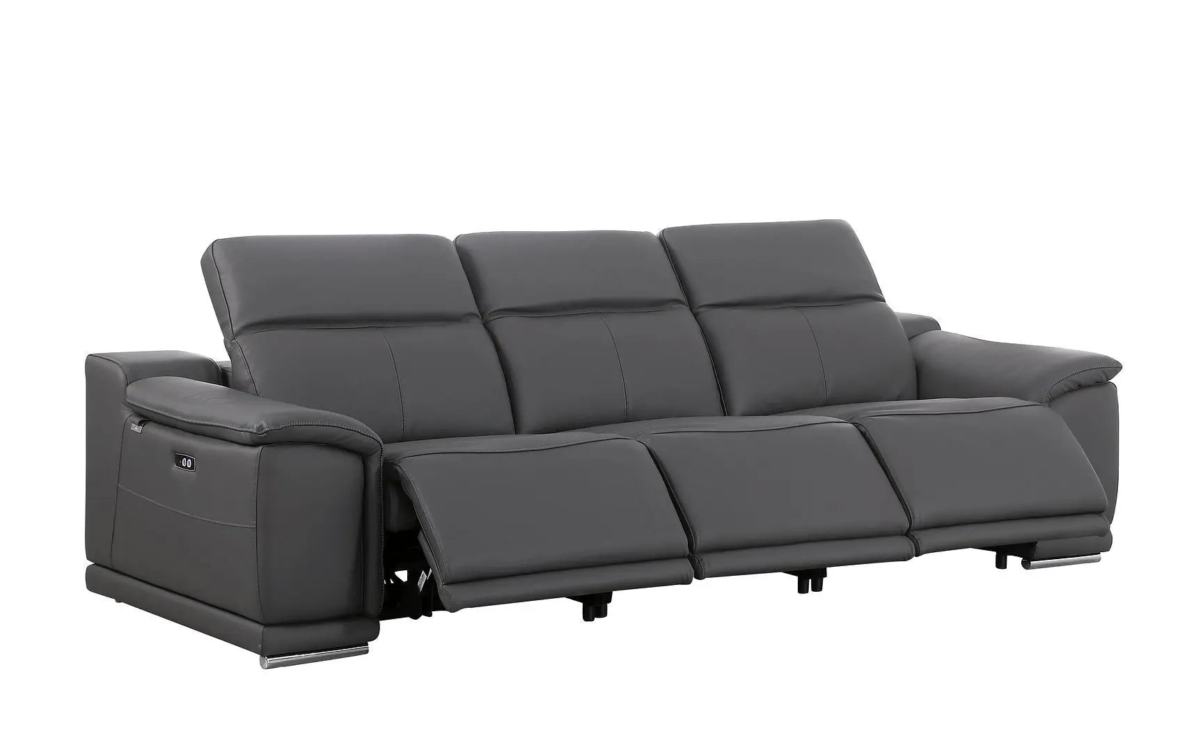 Two Piece Dark Gray Genuine Leather Five Person Seating Set Homeroots Living Room