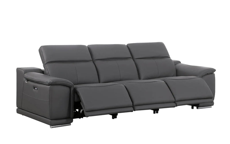 Two Piece Dark Gray Genuine Leather Five Person Seating Set Homeroots Living Room