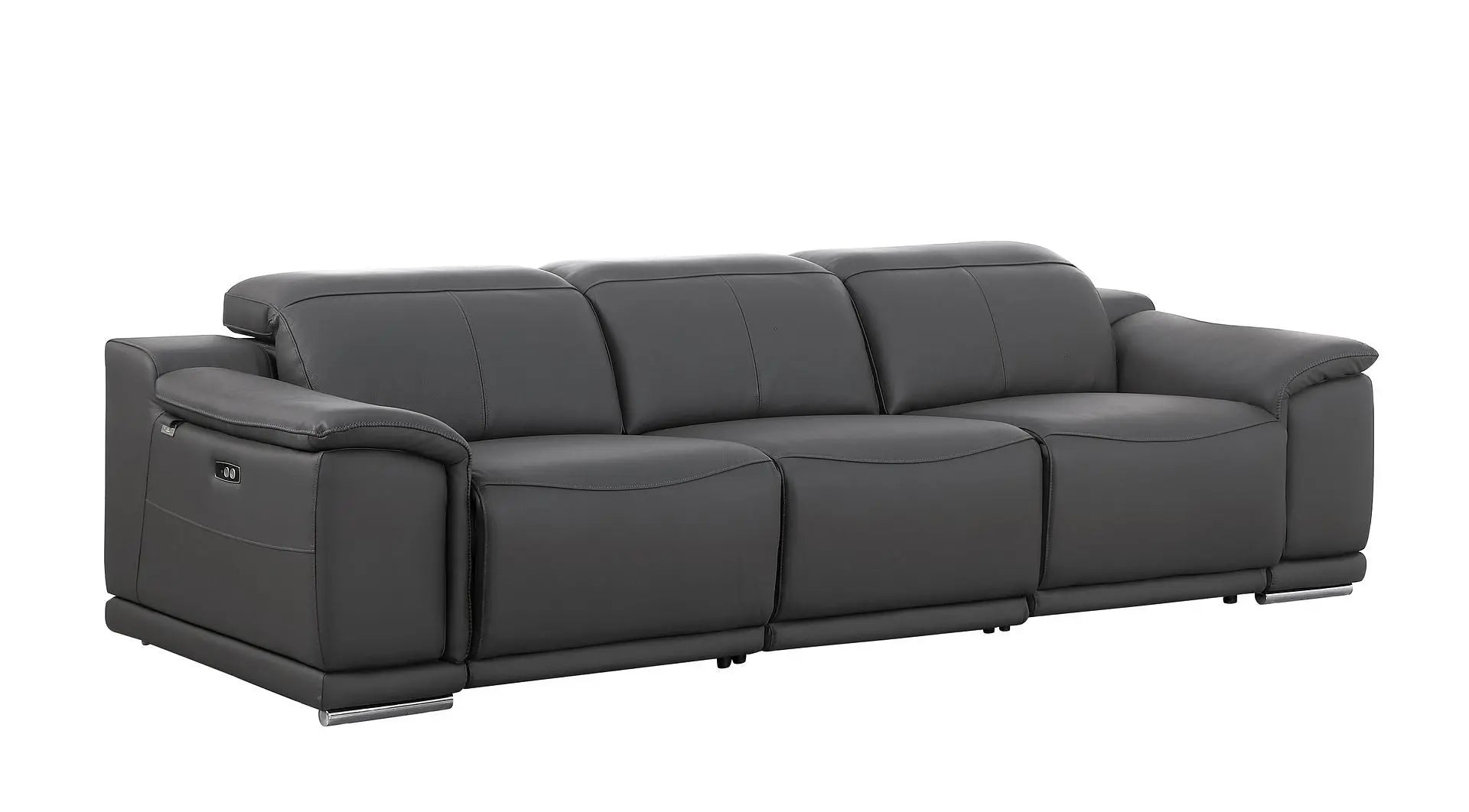 Two Piece Dark Gray Genuine Leather Five Person Seating Set Homeroots Living Room