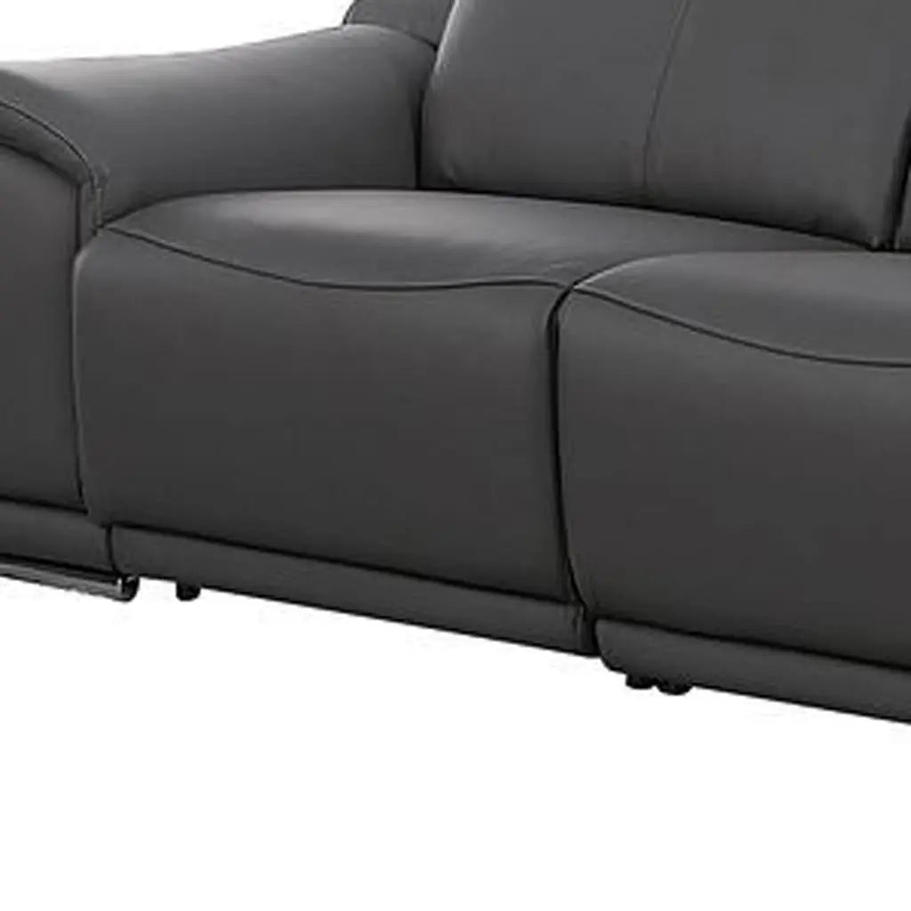 Two Piece Dark Gray Genuine Leather Five Person Seating Set Homeroots Living Room