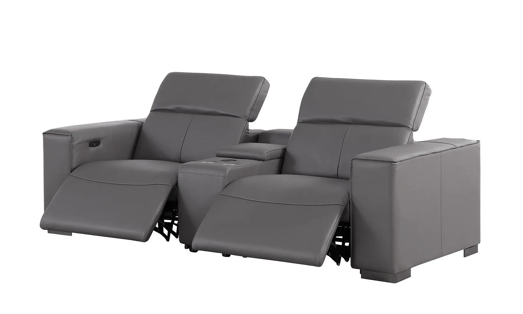 Two Piece Dark Gray Genuine Leather Five Person Seating Set Homeroots Living Room