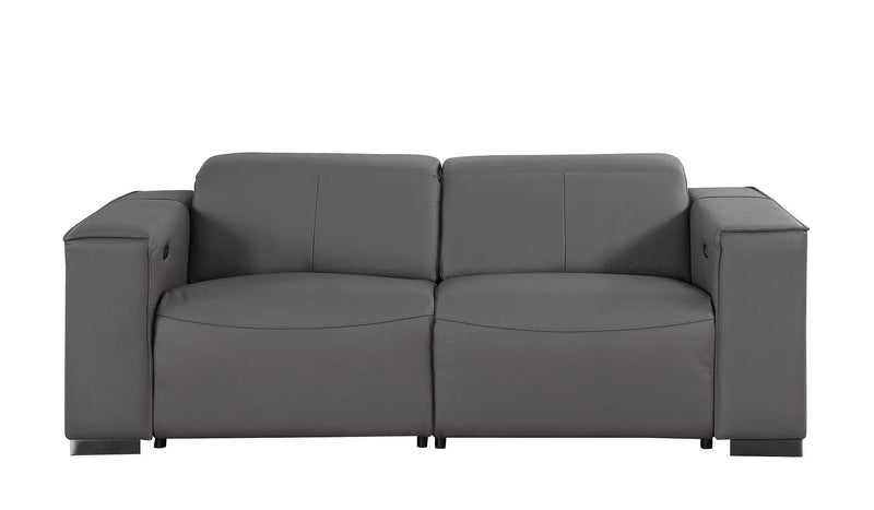 Two Piece Dark Gray Genuine Leather Five Person Seating Set Homeroots Living Room