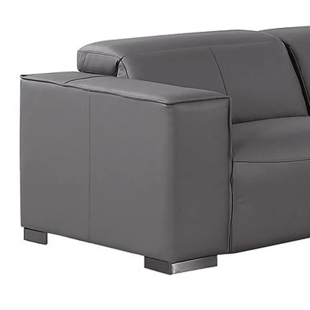 Two Piece Dark Gray Genuine Leather Five Person Seating Set Homeroots Living Room
