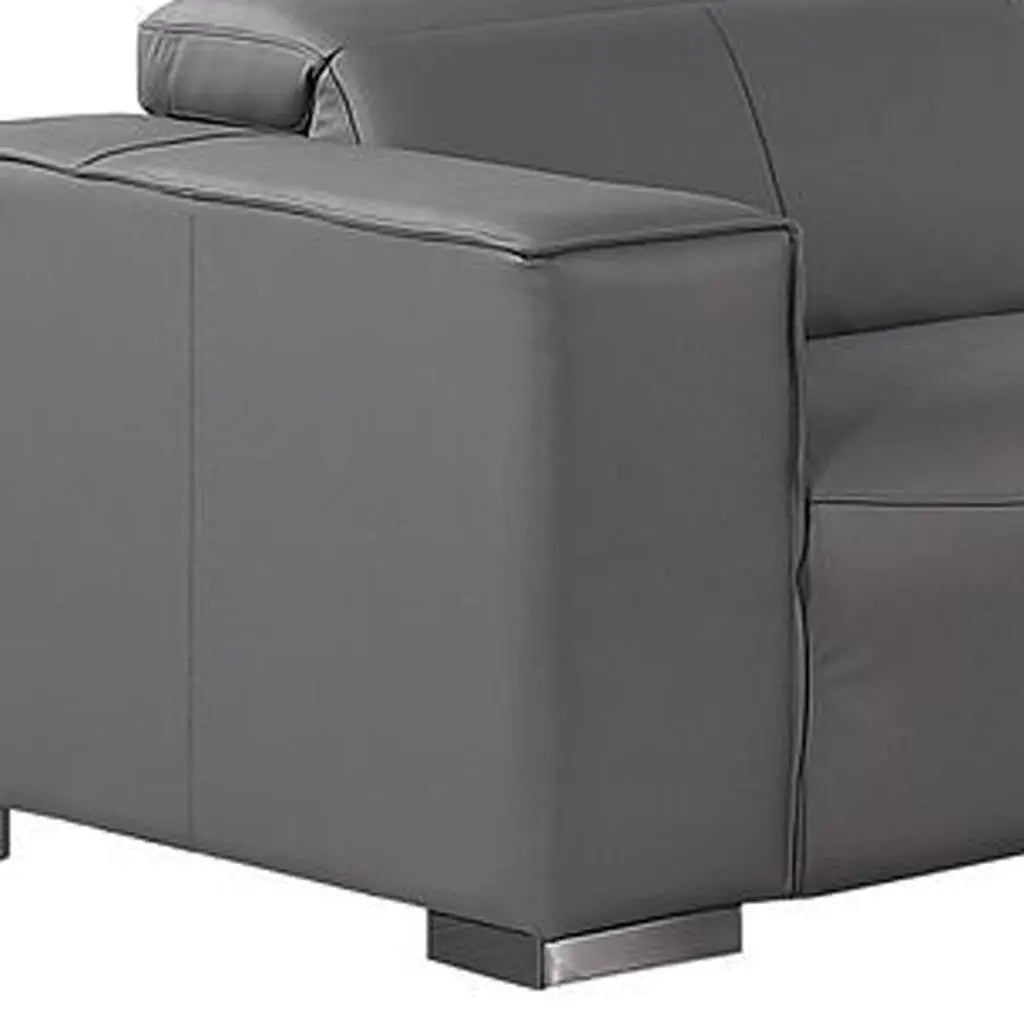 Two Piece Dark Gray Genuine Leather Five Person Seating Set Homeroots Living Room