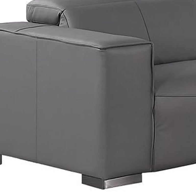 Two Piece Dark Gray Genuine Leather Five Person Seating Set Homeroots Living Room
