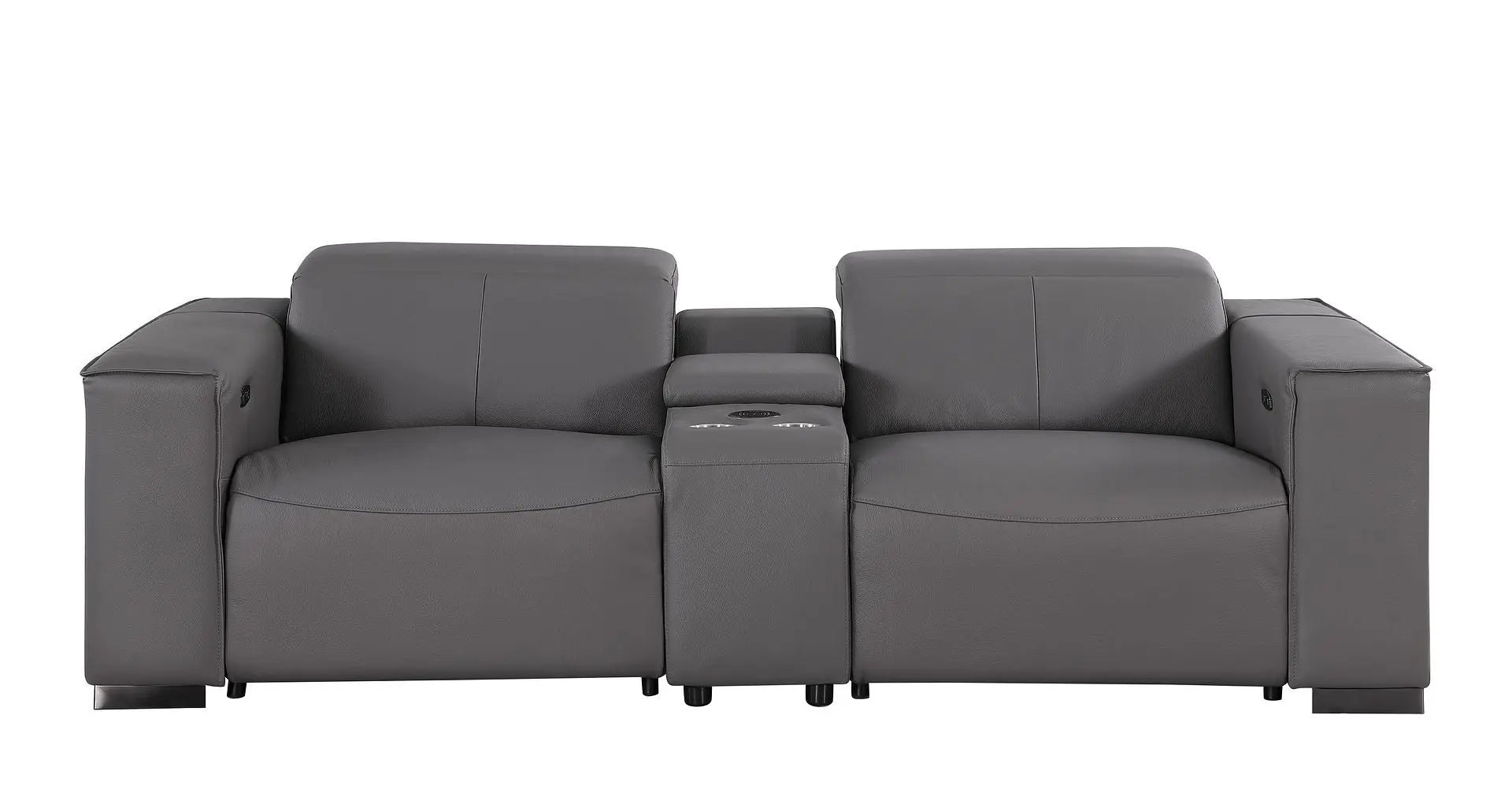 Two Piece Dark Gray Genuine Leather Five Person Seating Set Homeroots Living Room