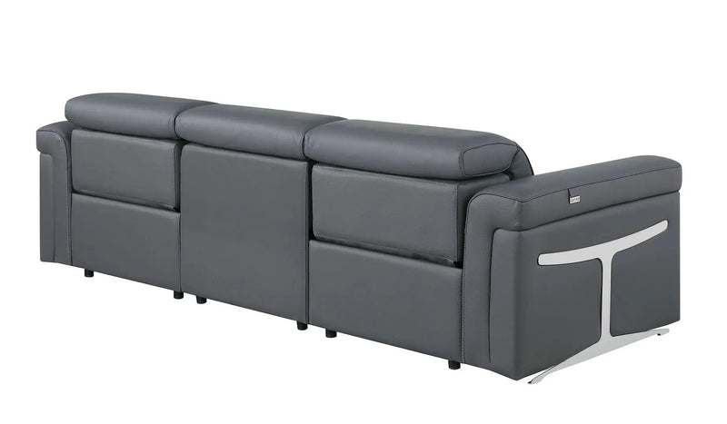 Two Piece Dark Gray Italian Leather Five Person Seating Set Homeroots Living Room