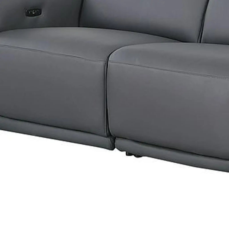 Two Piece Dark Gray Italian Leather Five Person Seating Set Homeroots Living Room