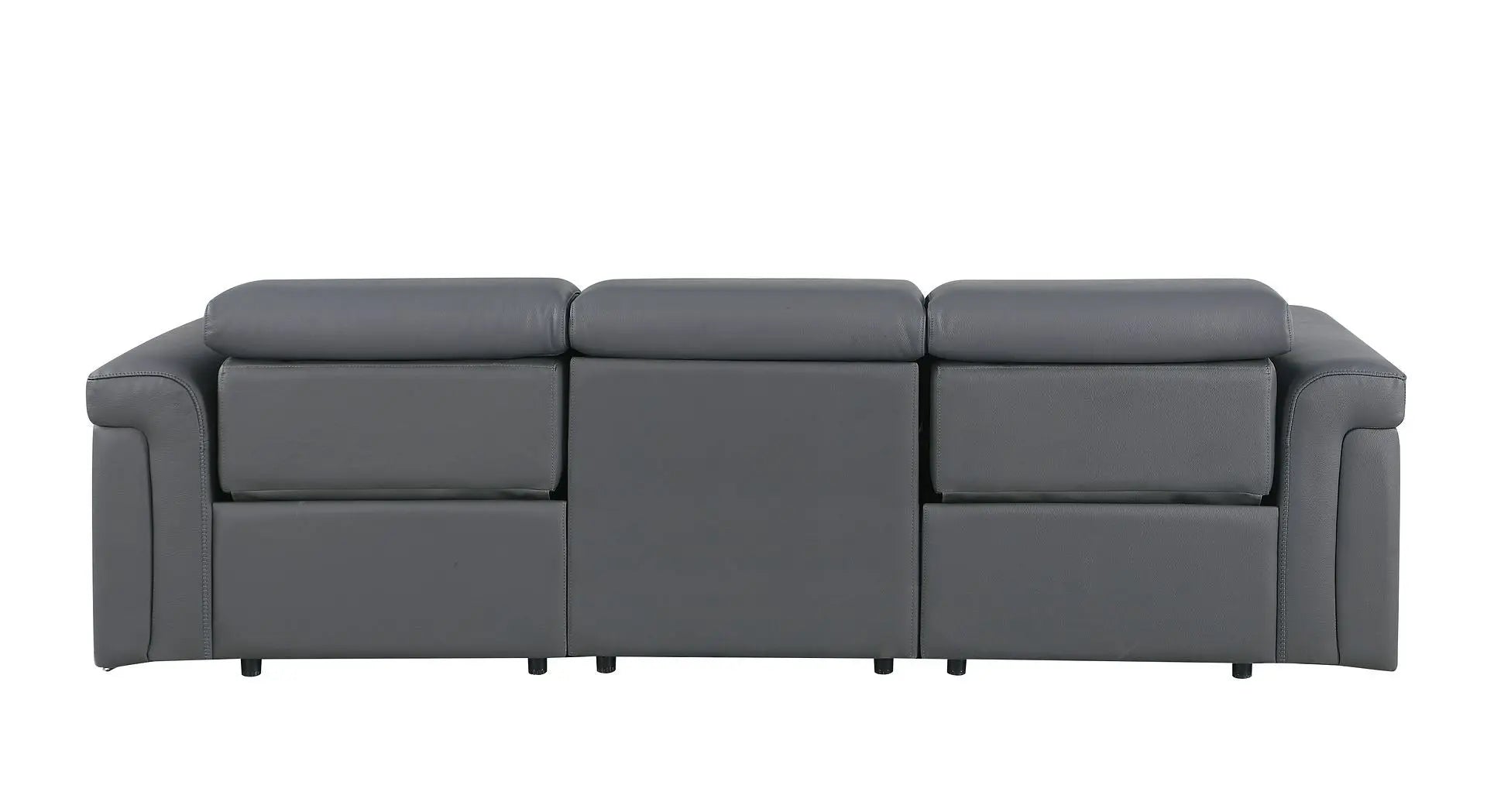 Two Piece Dark Gray Italian Leather Five Person Seating Set Homeroots Living Room