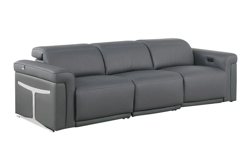 Two Piece Dark Gray Italian Leather Five Person Seating Set Homeroots Living Room