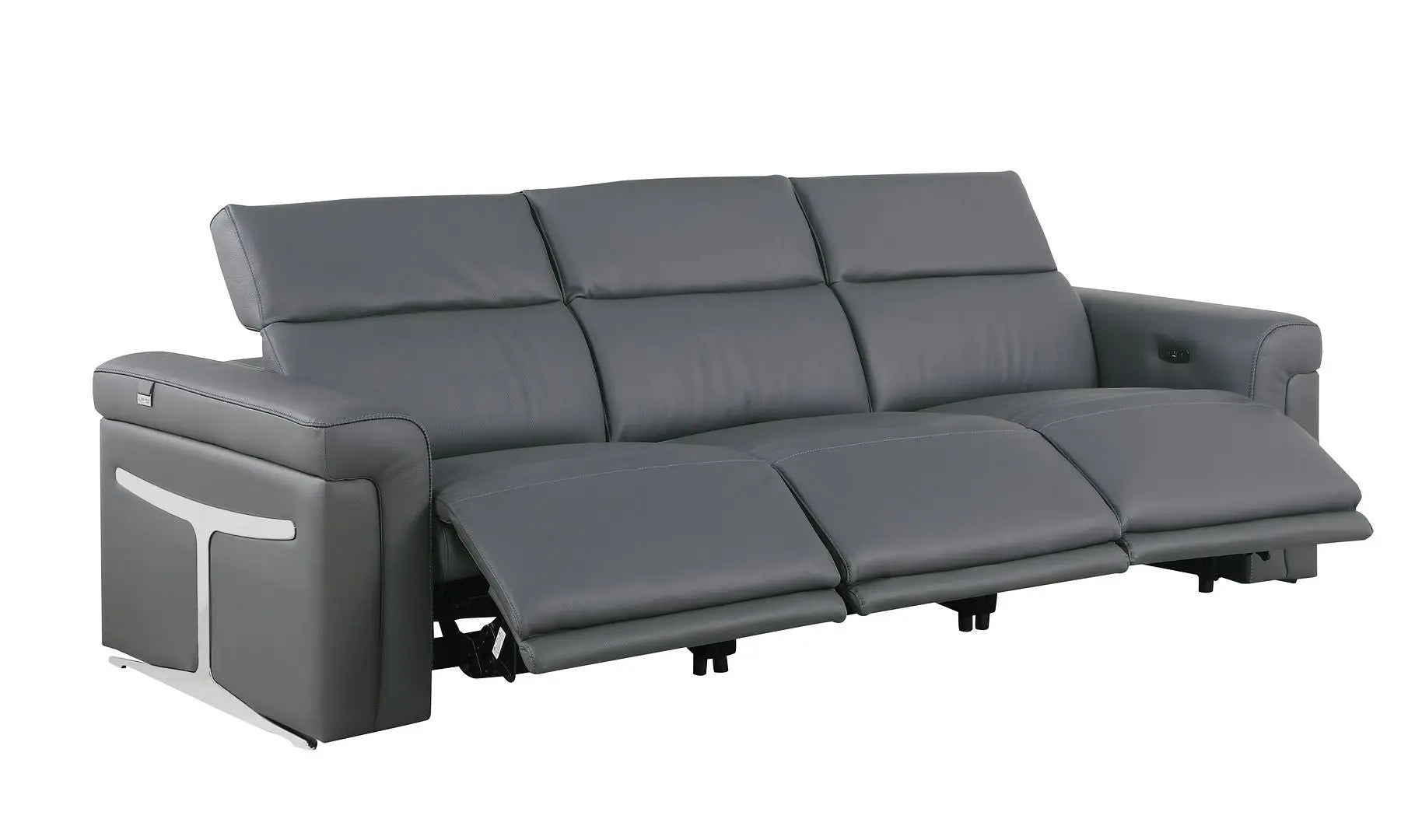 Two Piece Dark Gray Italian Leather Five Person Seating Set Homeroots Living Room