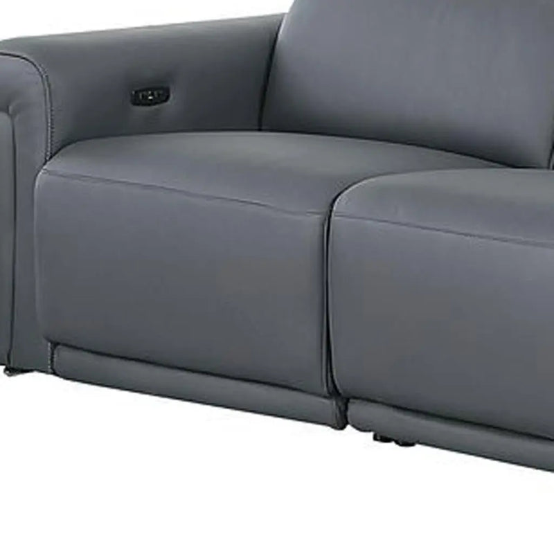 Two Piece Dark Gray Italian Leather Five Person Seating Set Homeroots Living Room