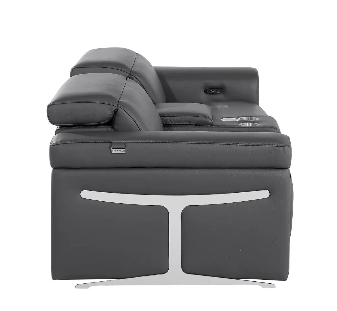 Two Piece Dark Gray Italian Leather Five Person Seating Set Homeroots Living Room