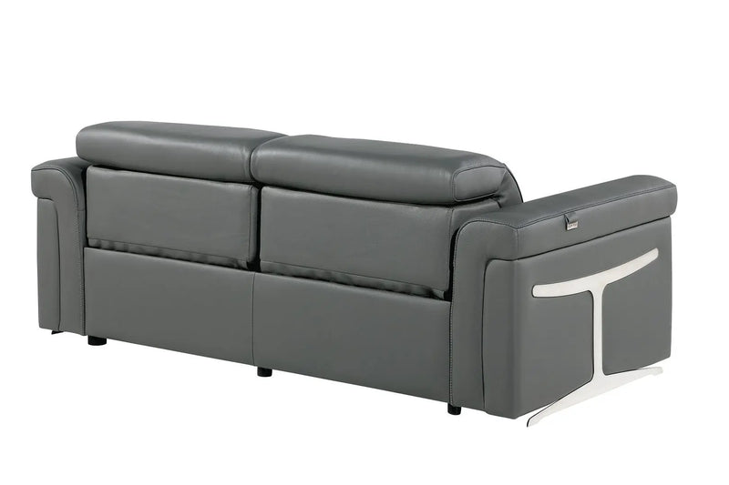Two Piece Dark Gray Italian Leather Five Person Seating Set Homeroots Living Room