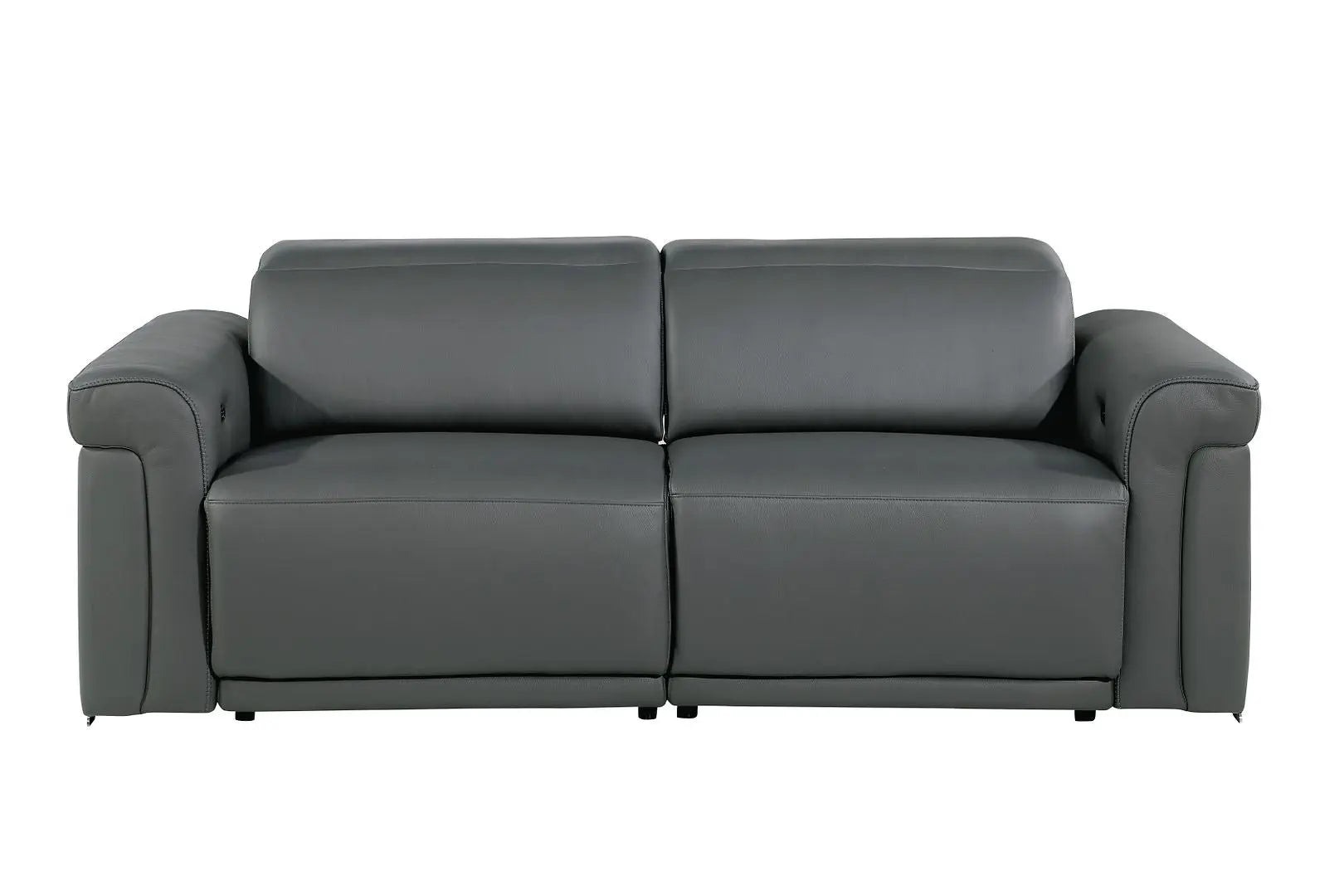 Two Piece Dark Gray Italian Leather Five Person Seating Set Homeroots Living Room