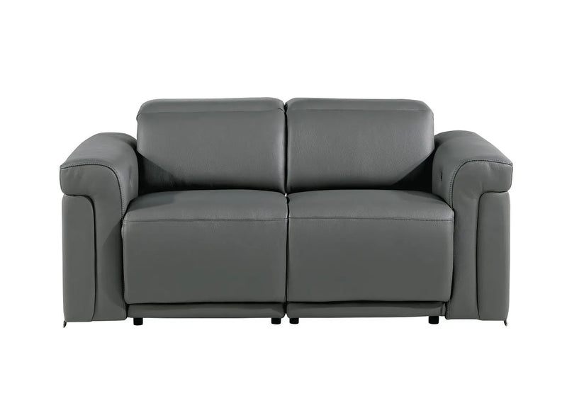 Two Piece Dark Gray Italian Leather Five Person Seating Set Homeroots Living Room