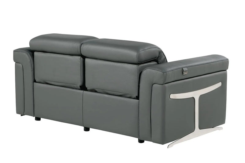 Two Piece Dark Gray Italian Leather Five Person Seating Set Homeroots Living Room