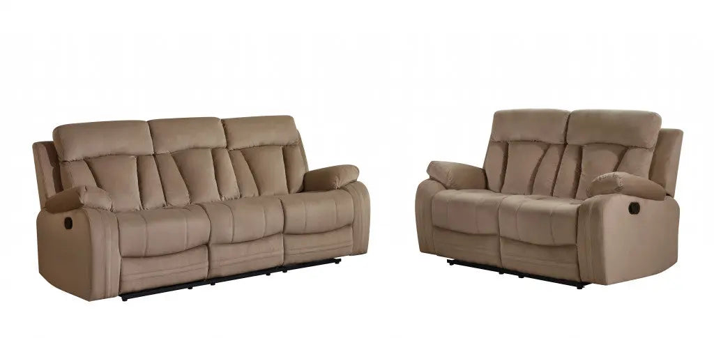 Two Piece Indoor Beige Microsuede Five Person Seating Set Homeroots Living Room
