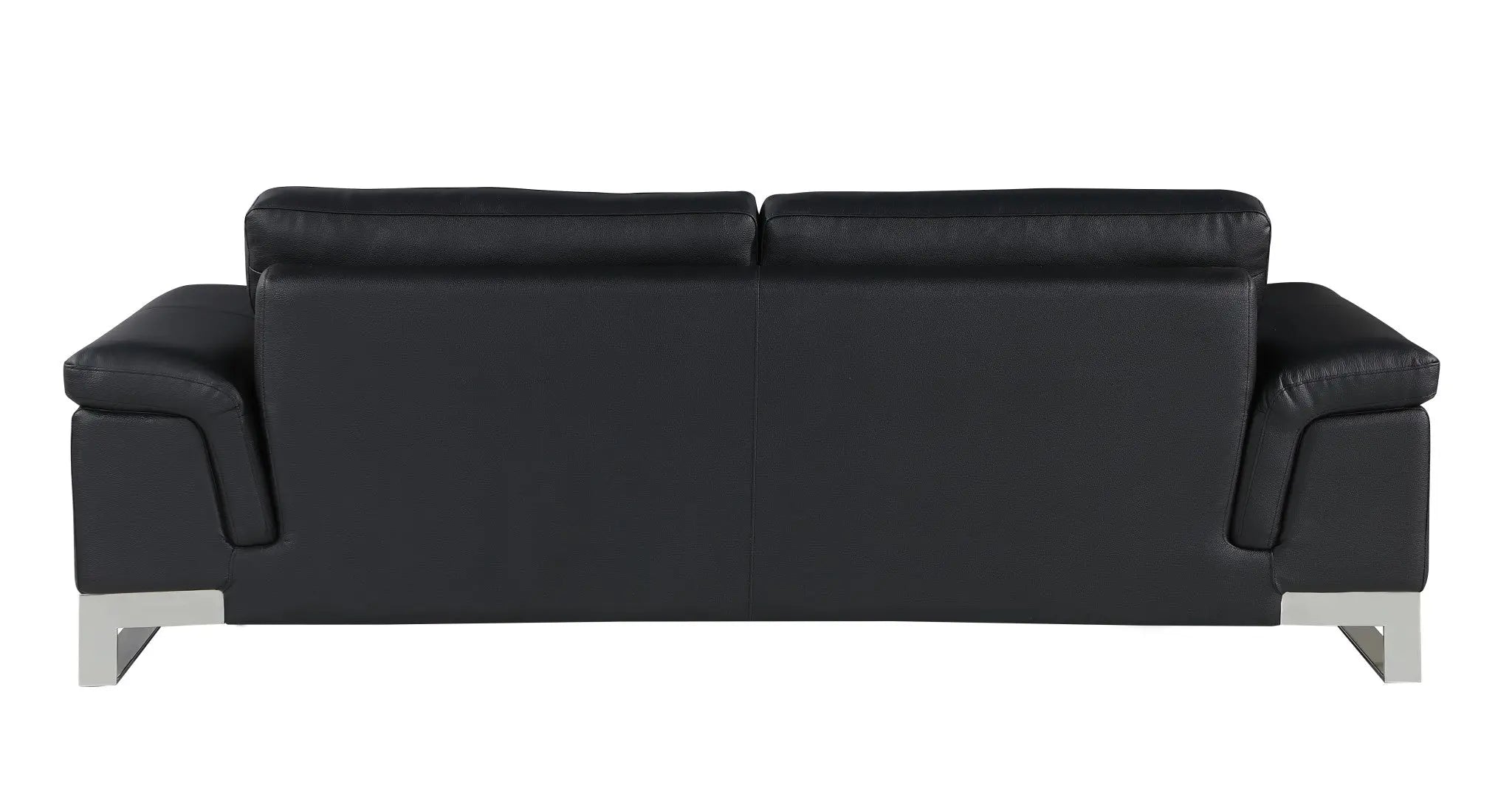 Two Piece Indoor Black Italian Leather Five Person Seating Set Homeroots Living Room