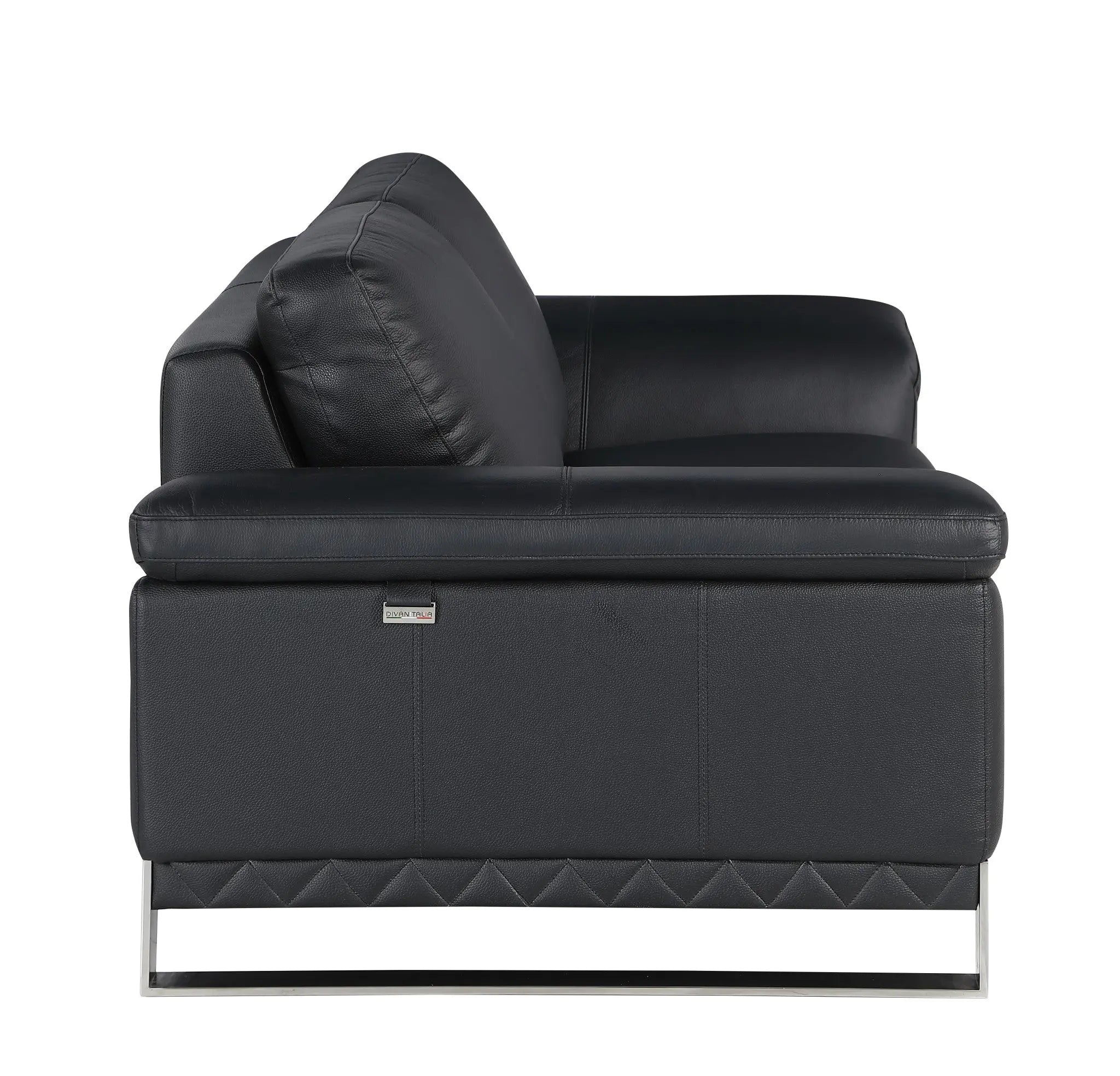 Two Piece Indoor Black Italian Leather Five Person Seating Set Homeroots Living Room