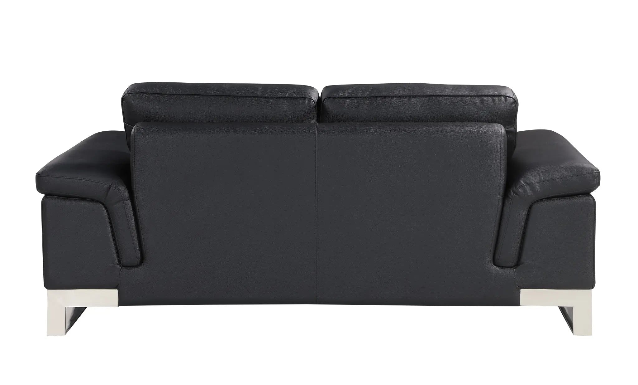 Two Piece Indoor Black Italian Leather Five Person Seating Set Homeroots Living Room