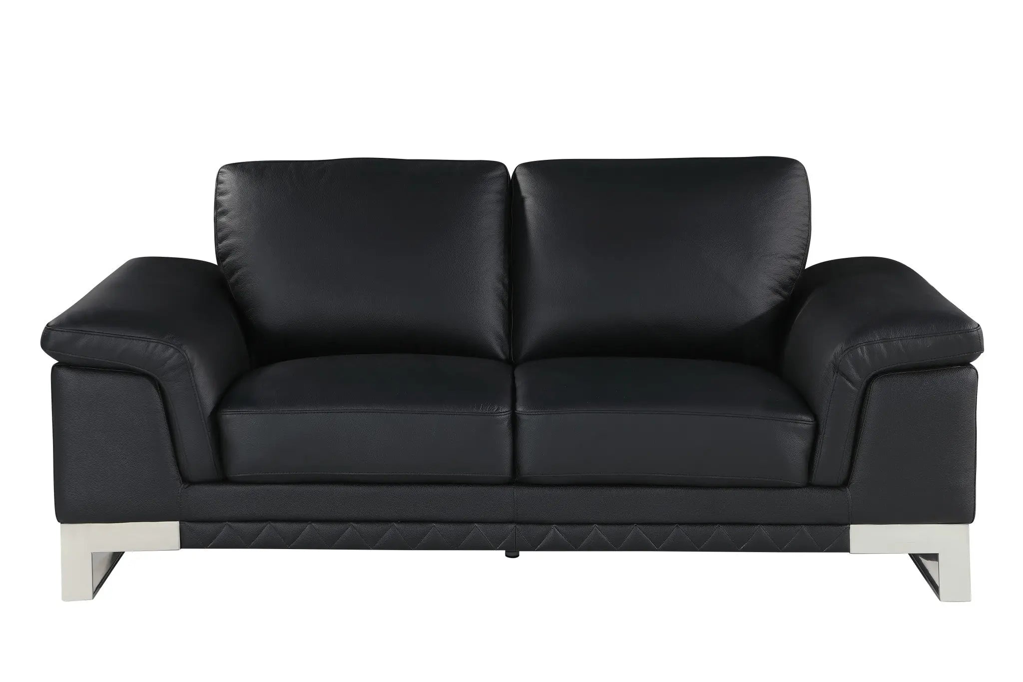 Two Piece Indoor Black Italian Leather Five Person Seating Set Homeroots Living Room