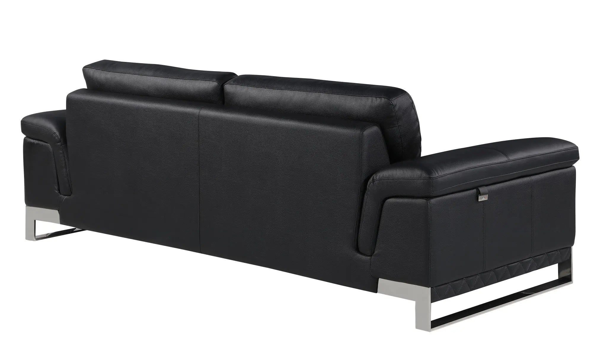 Two Piece Indoor Black Italian Leather Five Person Seating Set Homeroots Living Room