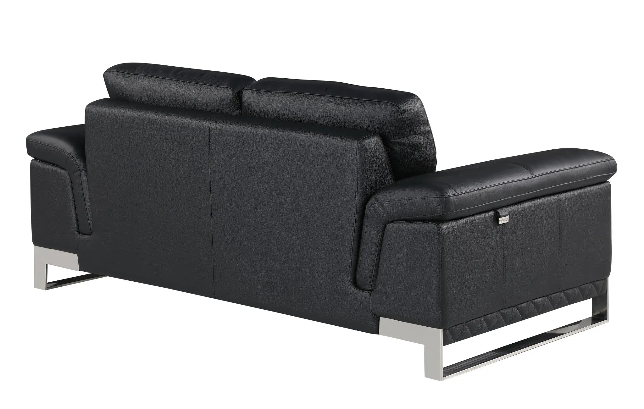 Two Piece Indoor Black Italian Leather Five Person Seating Set Homeroots Living Room